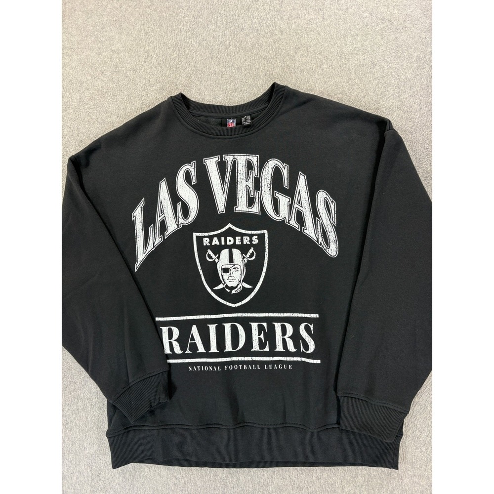Las Vegas Raiders Screened Logo Stadium Crew Sweatshirt (Women's Medium) Black